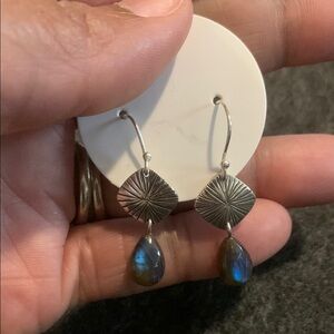 Vintage Labradorite Sterling Silver Teardrop Earrings